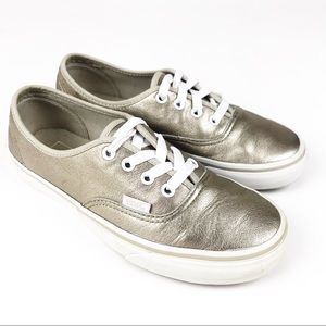 Vans Gold Metallic Classic Leather Lace-Up Sneaker
